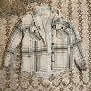 Thread & Supply White and Gray Plaid Jacket